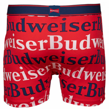 Budweiser Beer Repeating Text Brand SAXX Men's Boxer Briefs